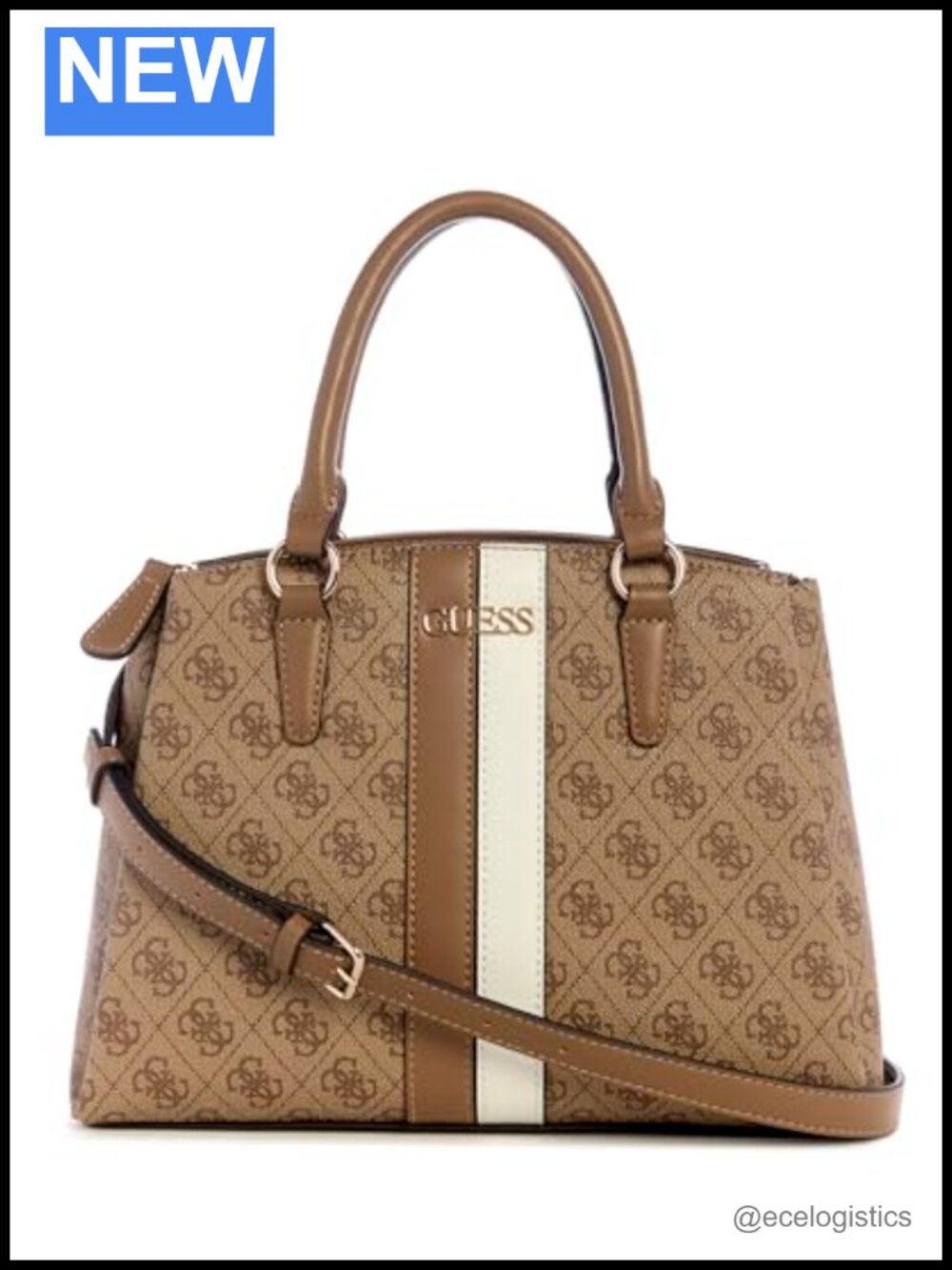GUESS Larisha 3 Compartment Satchel PU Leather Top Handle Bag